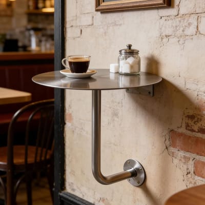 Wandtafel - Balkon Tafel Bistro - Buiten Ontspannen - Ruimtebesparend Ontwerp - 35cm Diameter - Zilver