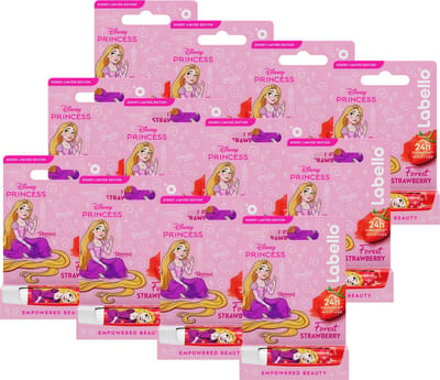 Labello Forest Strawberry Disney Princess Rapunzel - Zachte verzorgde lippen - Droge lippen - Hydraterend - Voordeelverpakking - 12stuks