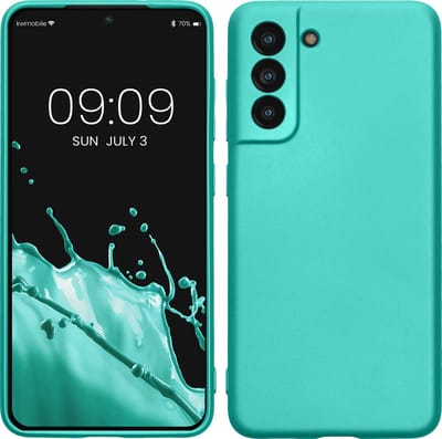 kwmobile telefoonhoesje geschikt voor Samsung Galaxy S21 FE - Hoesje voor smartphone - Back cover in metallic turquoise