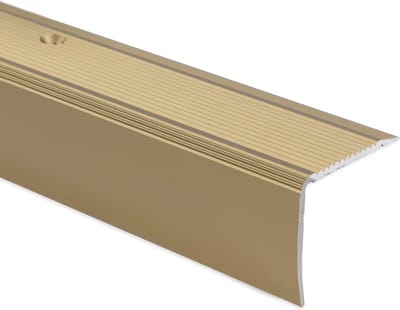 FLOORDIREKT Trapneusprofiel - Trapprofiel - Integral - Hoekprofiel - Voorgeboord - Goud - 35 x 30 mm - Lengte: 134 cm