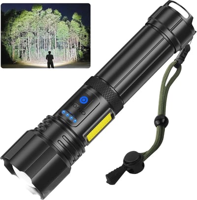 Extreem Heldere Oplaadbare LED-Zaklamp - 100.000 Lumen, 7 Lichtmodi, Waterdicht, Voor Kamperen en Wandelen