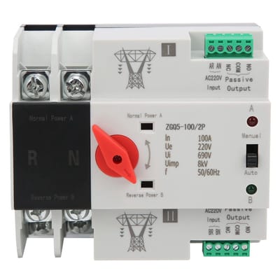 VT Goods - Dual Power Automatische Omschakelaar - 220 V - Compact en Betrouwbaar - Handig in Gebruik - Elektrische Keuzeschakelaar - Voor Thuisgebru..