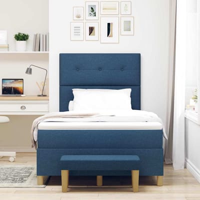 vidaXL - Boxspring - bed - met - hoofdeinde - Blauw - 190 - x - 120 - cm - Stof