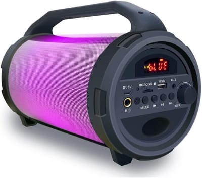 Draagbare Bluetooth Speaker met LED en Microfoon voor Karaoke, Perfect voor Feestjes en Buitengebruik