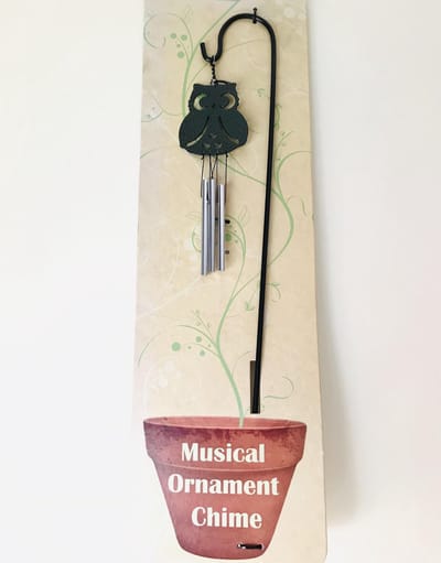 Nature's Melody windgong uil hangend op tuin prikker.Metalen Tuinsteker.tuindecoratie.Tuinsteker