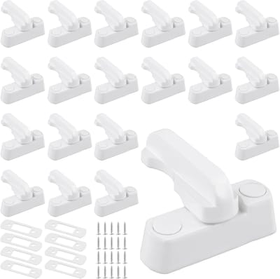 20pcs Window Lock met Schroeven - Witte Raamsluiting - Beveiligingssloten voor UPVC Ramen - Deuren