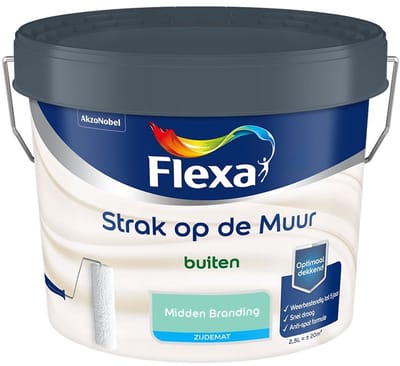 Flexa - Strak Op De Muur Buiten Zijdemat - Midden Branding - Mengverf - 2,5 L