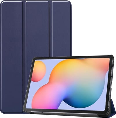 Hoesje - Geschikt voor Samsung Galaxy Tab S6 Lite - Dun & Stevig - Hardcover Book Case - Trifold Bookcase Hoes - Hard Cover - Tablethoes - Donkerblauw