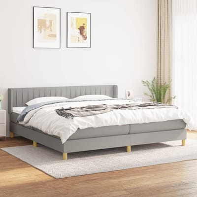vidaXL - Boxspring - met - matras - stof - lichtgrijs - 200x200 - cm