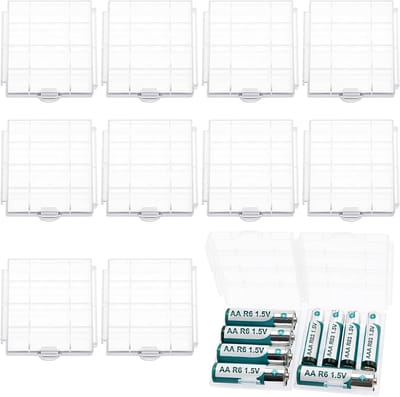 Batterij Opbergdoosjes - Batterij Houders - Batterijen Organiseren - Set van 12 stuks - 4 cell per stuk - Transparant