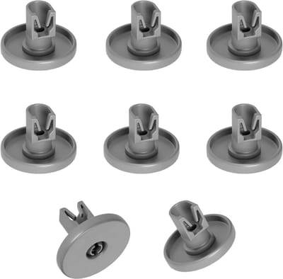 Vaatwasser Onderkorf Wieltjes - Korfrollen Set - Soepele Beweging - 8 Delige Set - 40 mm Diameter - Grijs