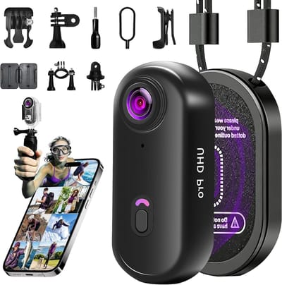 Mini Sportcamera - Draagbare Vlogcamera - Actie Opnames Maken - 120 Graden Gezichtsveld - 4K Resolutie - Zwart