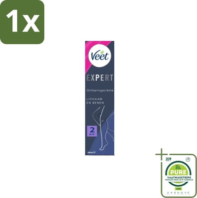 1 x Veet Expert Ontharingscrème Benen 200 ml - Veet Ontharingscrème - Ontharingscrème Benen - Ontharingscrème Lichaam - Sheaboter - Gevoelige Huid
