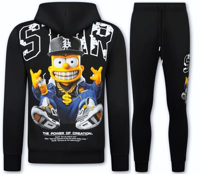 Tweedelige Set - Heren Simpsons Trainingspakken Volwassenen - Joggingpak Heren - Huispak Heren - 089 - Zwart