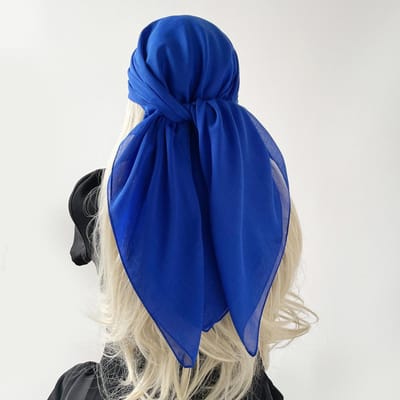 Écharpe Carrée Grande en Fil de Couleur Unie Écharpe en Soie de Printemps Écharpe pour Femme blue