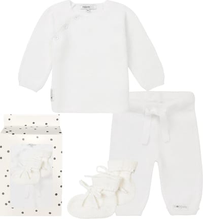 Noppies - Geschenkverpakking met kledingset - Wit - 3delig - Broek Grover - trui Pino - Slofjes Nelson - Maat 56
