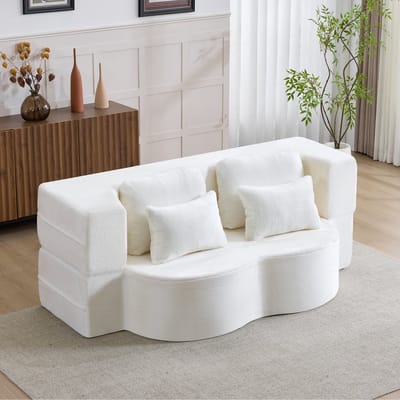 MODFU Vloersofa - Opvouwbaar - Modern - Schuim En Veren - Wit