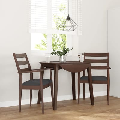 vidaXL - Eetkamerstoelen - met - kussens - 2 - stuks - bruin - massief - hout - rubber