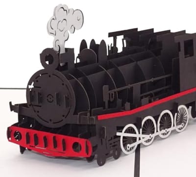 3D Pop-up verjaardagskaart stoomlocomotief - Unieke wenskaart voor treinliefhebbers
