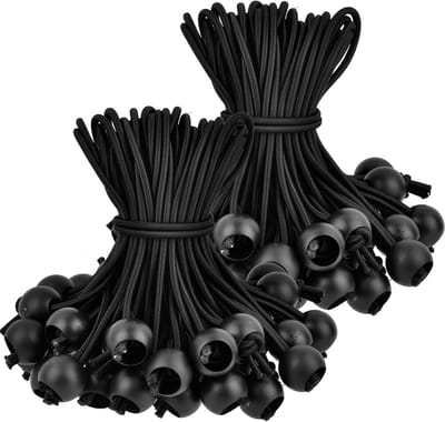 100 stuks elastisch touw met ballen, 15 cm elastieken met bal, verstelbare elastieken voor dekzeilen, oogjes, elastische touwen voor paviljoens voor dekzeilen, affiches, tenten, paviljoenen