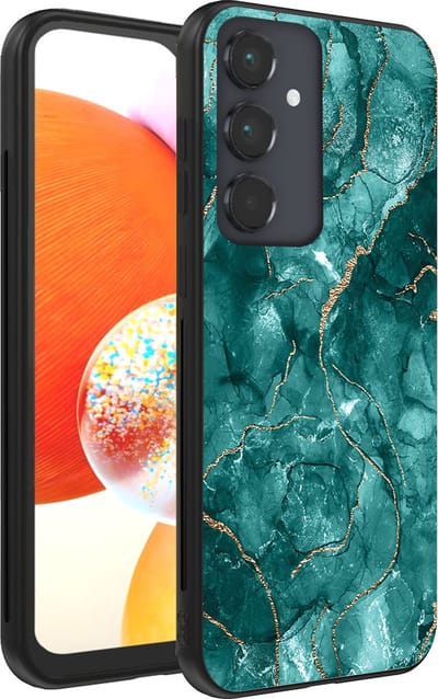 Smartphonica Telefoonhoesje voor Samsung Galaxy A14 met marmer opdruk - TPU backcover case marble design - Goud Groen geschikt voor Samsung Galaxy A14