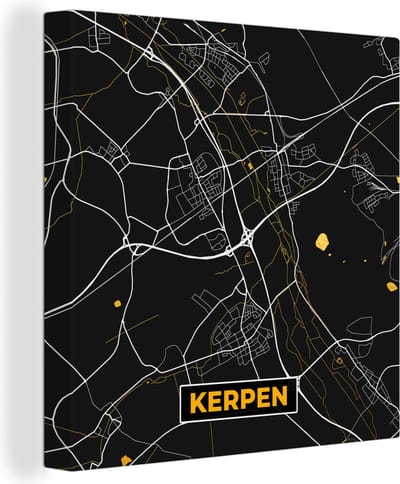 Canvas Schilderij Stadskaart – Plattegrond – Duitsland – Goud – Kerpen – Kaart - 20x20 cm - Wanddecoratie