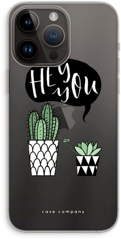 Case Company® - Hoesje geschikt voor iPhone 14 Pro Max hoesje - Hey you cactus - Soft Cover Telefoonhoesje - Bescherming aan alle Kanten en Schermrand