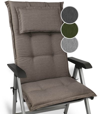 Beautissu Tuinkussen Hoge Rug Zitkussen 120x52cm HighLux HL – Set van 3 Stoelkussen voor Tuinstoelen 7cm dik Lichtgrijs – Made in EU