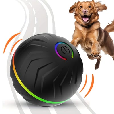 Daity Interactieve hondenbal - een slim interactief hondenspeeltje dat automatisch stuitert en rolt wanneer het wordt bewogen - geschikt voor puppy's/kleine/middelgrote honden.