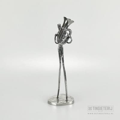 Muzikant ''Tuba'' - Tinnen Beeld Tuba Muzikant – Modern Gestileerd Muziekbeeldje – Ambachtelijk Handgemaakt Sculptuur – Unieke Muziekdecoratie & Cadeau - Jubileum muziek