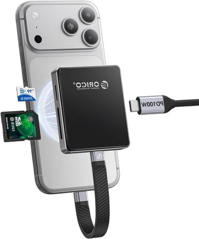 Magnetische Kaartlezer en M.2 SSD Behuizing voor iPhone 15/16/17 Pro - 5-in-1 TF/SD 3.0, NVMe 2230/2242, 10Gbps USB 3.2 Gen2, PD 100W - Ideaal voor Gegevensoverdracht en Opslaguitbreiding