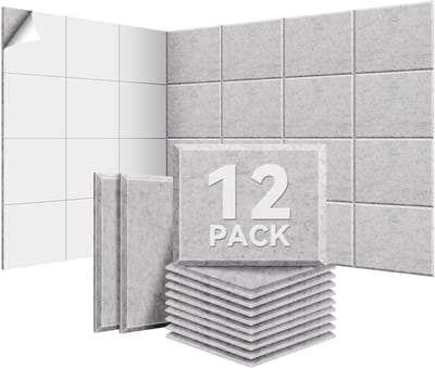 Pack of 12 acoustic panels self-adhesive, 30*40*1 cm, covers 15.40 m² acoustic foam, sound insulation for walls and - ShopVlot