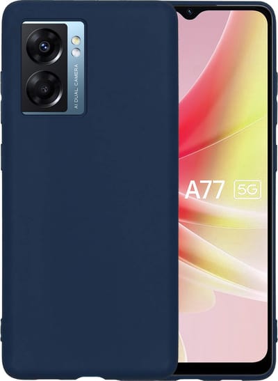 Hoesje - Geschikt voor OPPO A77 - Sterk & Shockproof - Hoes Cover - Siliconen Case - Telefoonhoesjes - Donkerblauw