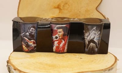3 Elvis Presley shot glazen - 3 Borrelglazen van Elvis Presley - 3 verschillende Elvis Presley kleine glazen - Elvis Presley producten - Elvis Presley official licensed product