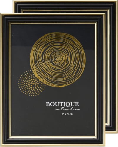 H&S Collection Fotolijstje voor een foto van 15 x 20 cm - 2x - zwart/goud - luxe uitstraling
