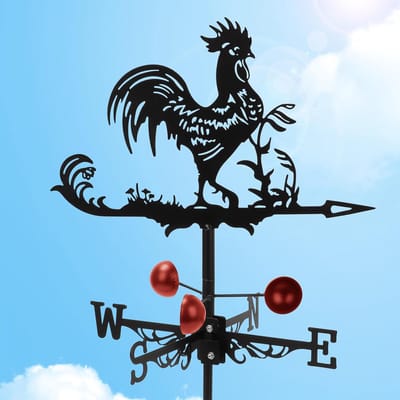 Weervlag Kraanvorm - Windmeter Decoratie - Buiten Decoratie - IJzeren Constructie - 58 x 33 cm - Zwart