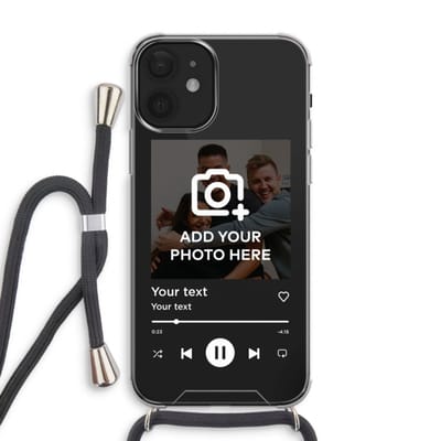 Gepersonaliseerd - Case Company® - Hoesje met koord geschikt voor iPhone 12 hoesje met Koord - Music Player - Telefoonhoesje met Zwart Koord - Extra Bescherming aan alle Kanten en Over de Schermrand