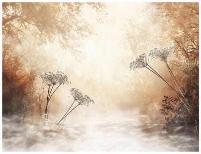WALLARENA - Fotobehang - 150x105 cm - Boho stijl, beige bomen en bos, geschikt voor slaapkamer en woonkamer