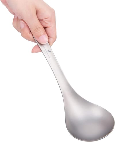 Titanium Lepel met Grote Kom voor Soep, Saus en Rijst - Lichtgewicht Keuken- en Campinggereedschap, Duurzaam en Handig Keukenaccessoire