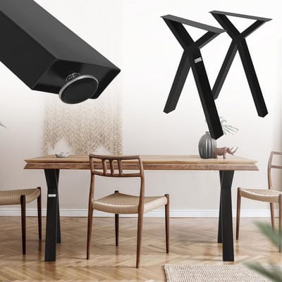 Tafelpoten X-vorm - Tafelonderstellen - DIY Meubels - Industrieel ontwerp - 50x72cm - Zwart