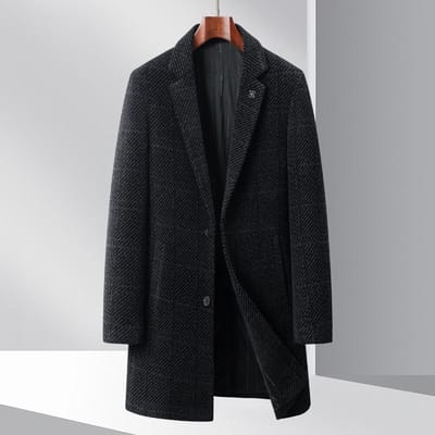 Nieuwe Herfst- en Winter Chenel Jas Heren Slim Mid-length Windbreaker Heren Knappe Jeugdjas Ruitjesjas 4XL gray