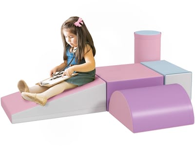HOMCOM Zachte Speelset voor Kinderen Kunstleer, schuim 40,6L x 40,6B x 20,3H cm Meerkleurig