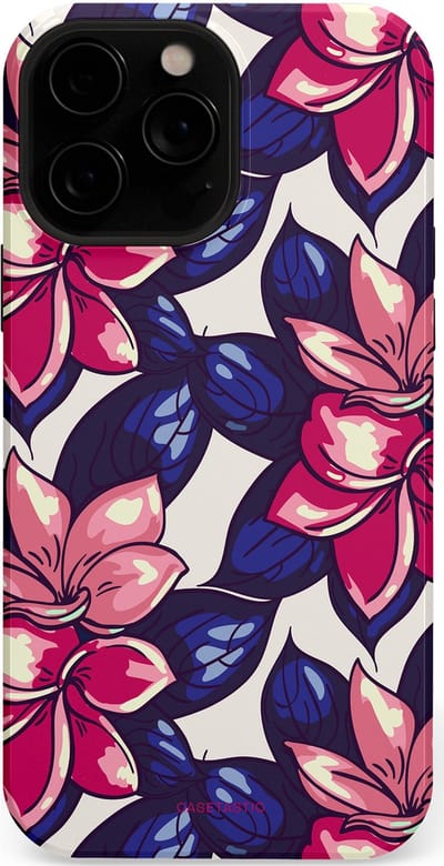 Casetastic hoesje geschikt voor Apple iPhone 13 Pro Max - MagSafe - Dubbellaagse bescherming - Tropen paradijs - Fashion Case - Donkerblauw Roze Koraal Lila