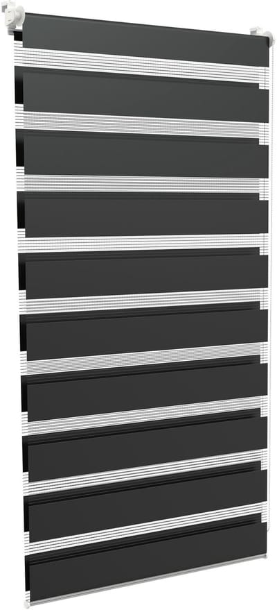 NAIZY Dubbel Rolgordijn Klemmfix Zonder Boren 70x120 cm rolgordijnklem Rolgordijn Zonwering Rolgordijn Raamgordijn voor Ramen en Deuren Zebra Rolgordijn Zijtrek Rolgordijn, Zwart