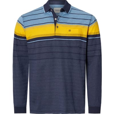 Babista herren Poloshirt Met Lange Mouwen - 48/50 - blauw - Plus Size