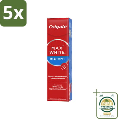 5 x Colgate Tandpasta Max White Optic 75 ml - Grootverpakking - Tandpasta - Witte Tanden - Optische Whitening - Direct Wittere Tanden - Tanden Poetsen