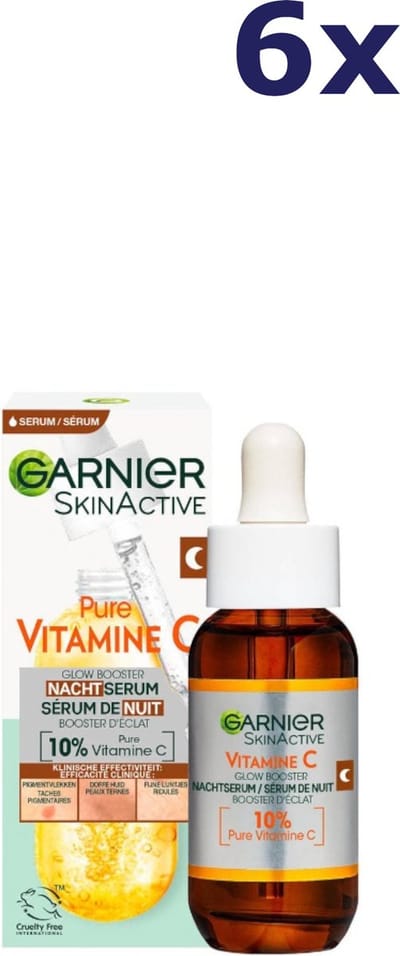 Garnier SkinActive Pure Vitamine C Nachtserum - 6 x 30 ml - Voordeelverpakking