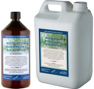 Bodylotion Rozemarijn & Eucalyptus 1 liter - hervulbaar + Jerrycan 5 liter navulling