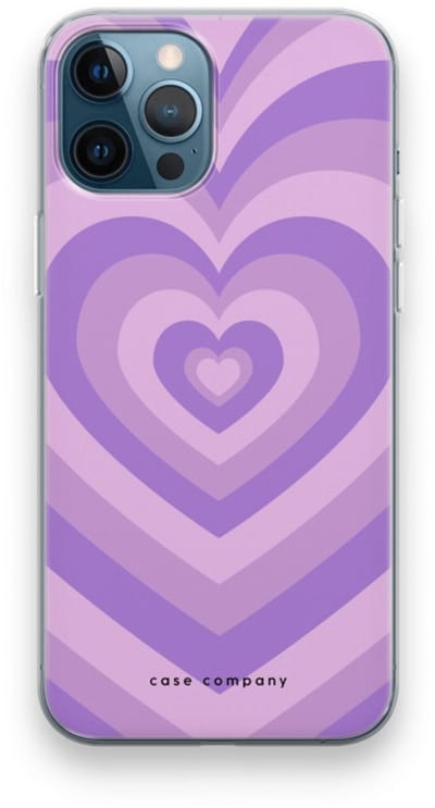 Case Company® - Hoesje geschikt voor iPhone 12 Pro hoesje - Hart Paars - Soft Cover Telefoonhoesje - Bescherming aan alle Kanten en Schermrand