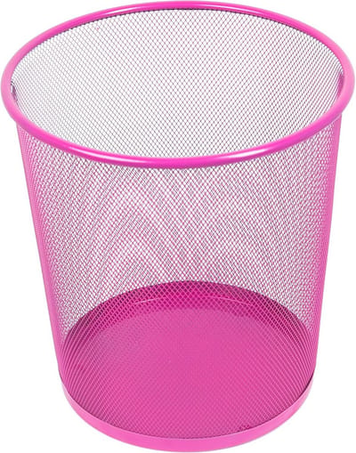 Roze Draadgaas Prullenbak 12L voor Kantoor en Thuis | Compacte Afvalemmer 266x218x280mm